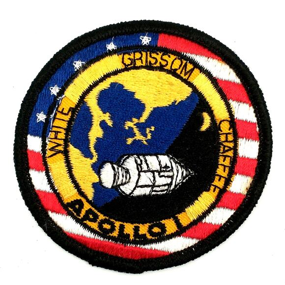 Vtg NASA USA Apollo 1 White Grissom Chaffe Patch - Picture 1 of 7